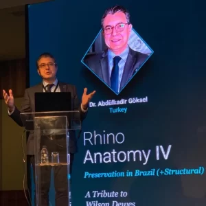 Dr. Göksel delivering a presentation at the Rhino Anatomy IV symposium in Brazil.